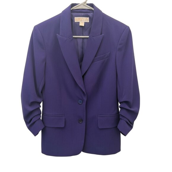 Michael Kors Jackets & Blazers - NWOT Michael Kors Purple Ruched Sleeve Blazer – Size 4 – MSRP $198
